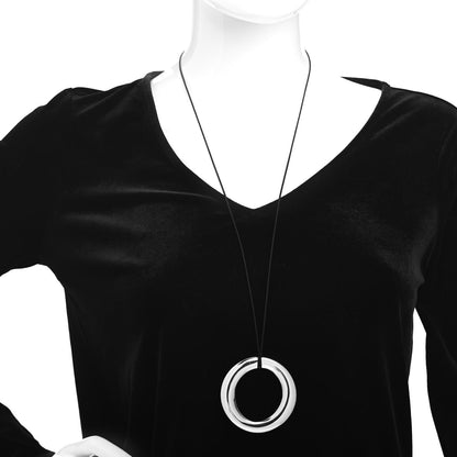 Tiffany Sterling Silver Elsa Peretti Sevillana Circle Cord Necklace 2 of 4