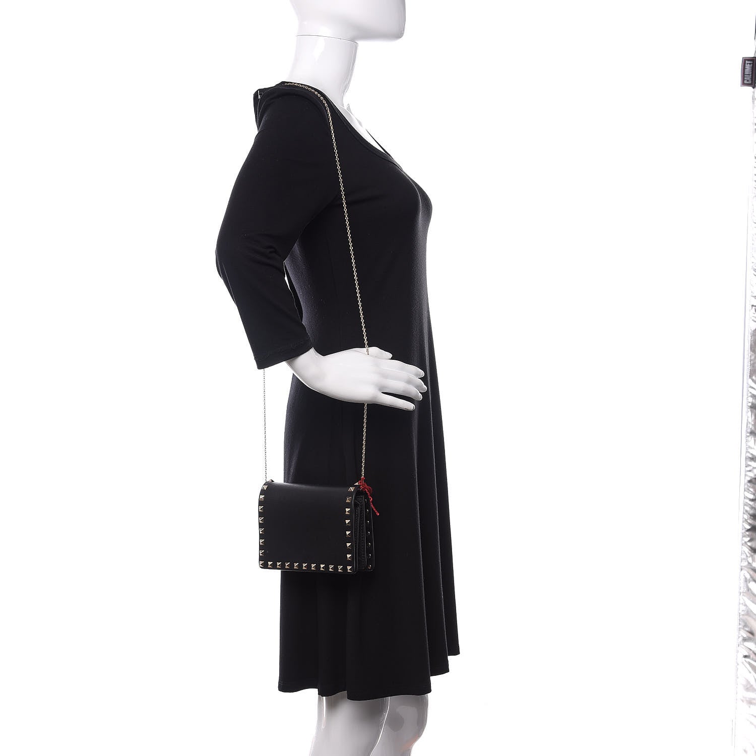 Valentino Garavani Calfskin Rockstud Wallet on Chain Black 2 of 14