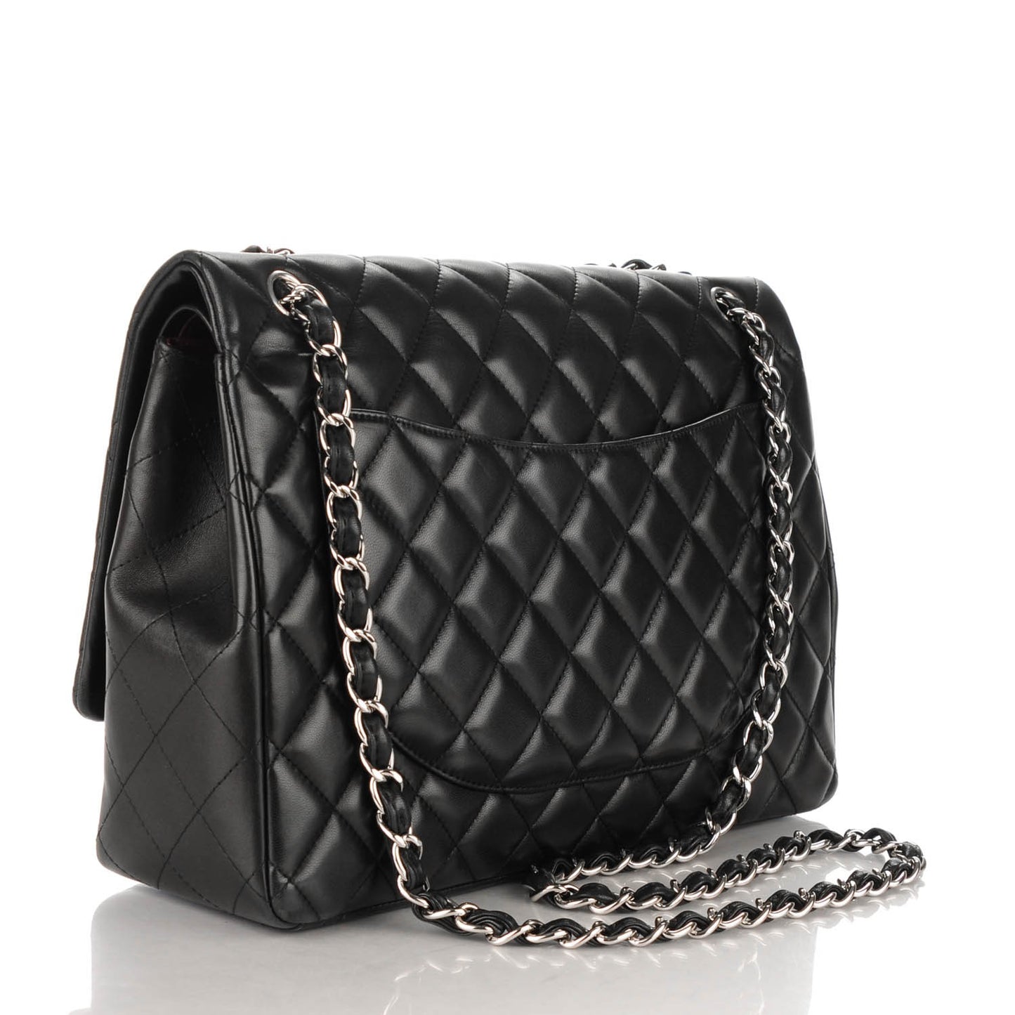 Lambskin Quilted Maxi Double Flap Black