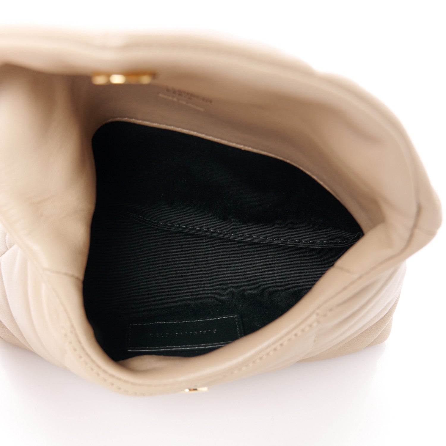 Saint Laurent Lambskin Monogram Loulou Puffer Pouch Clutch Dark Beige 6 of 14