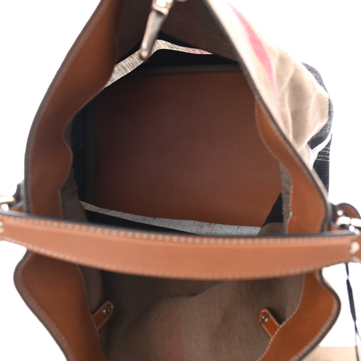Burberry Canvas Mega Check Medium Ashby Hobo Saddle Brown 5 of 12