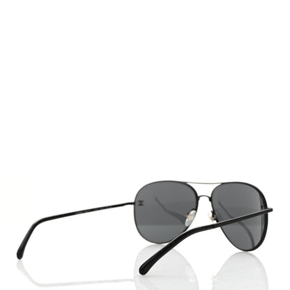 Chanel Metal Pilot Aviator CC Sunglasses 4189-T-Q Black 4 of 8
