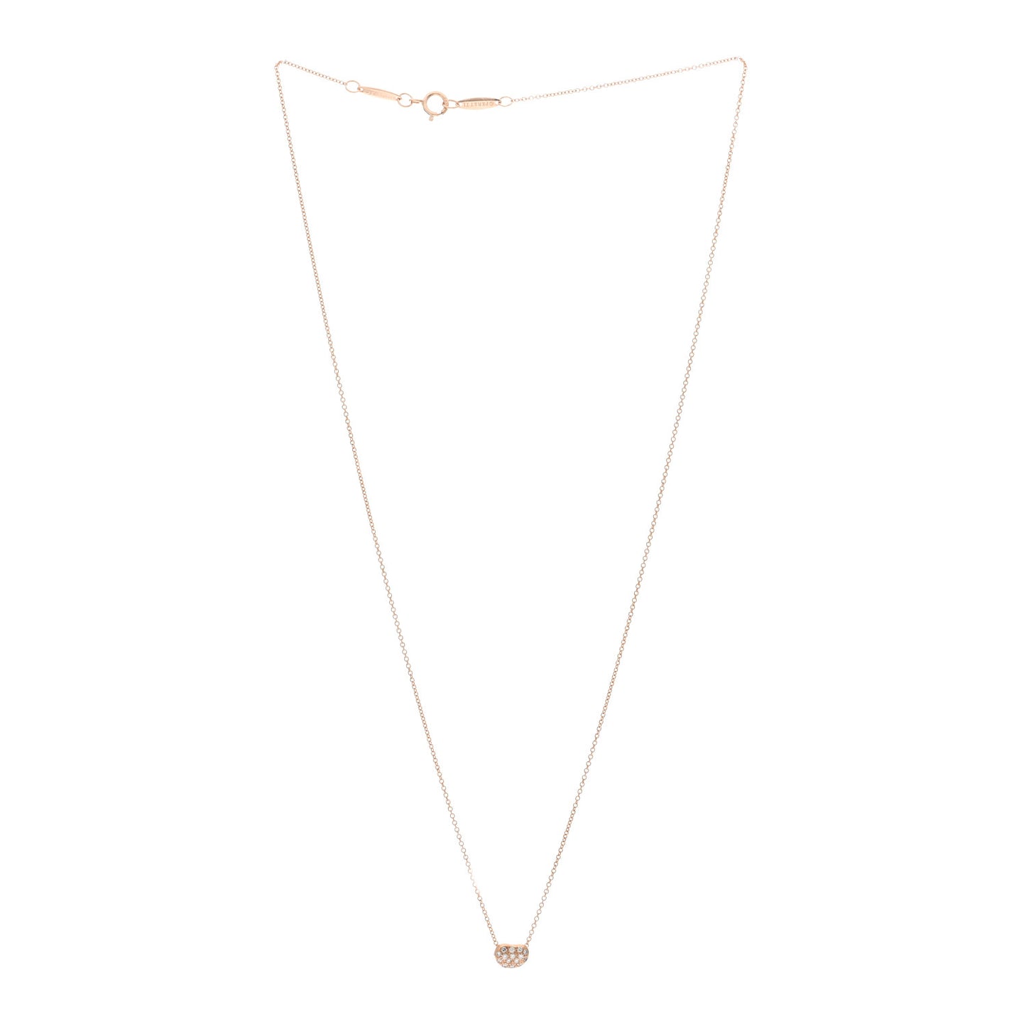 18K Rose Gold Diamond Mini Elsa Peretti Bean Pendant Necklace