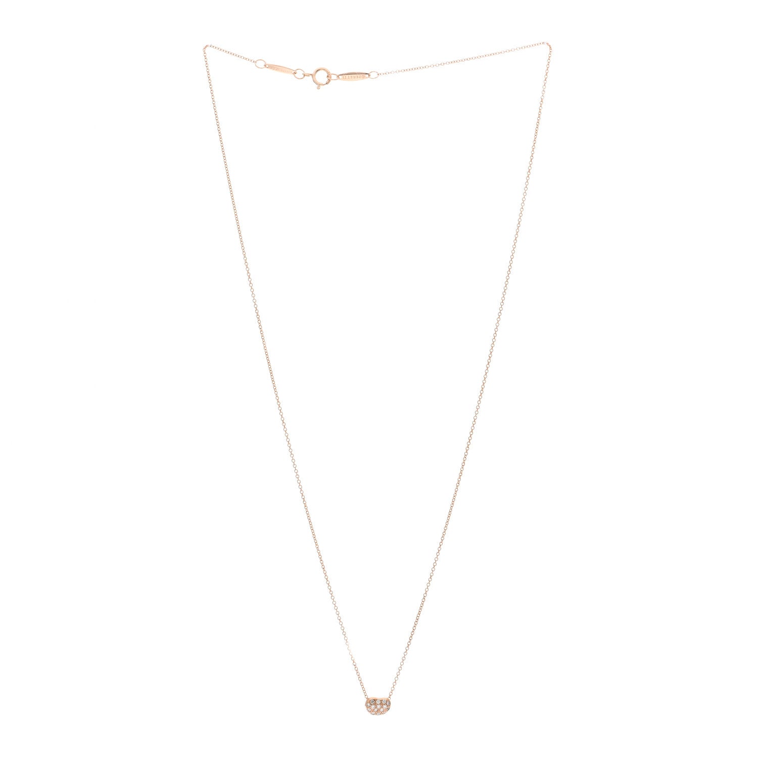 Tiffany 18K Rose Gold Diamond Mini Elsa Peretti Bean Pendant Necklace 3 of 5