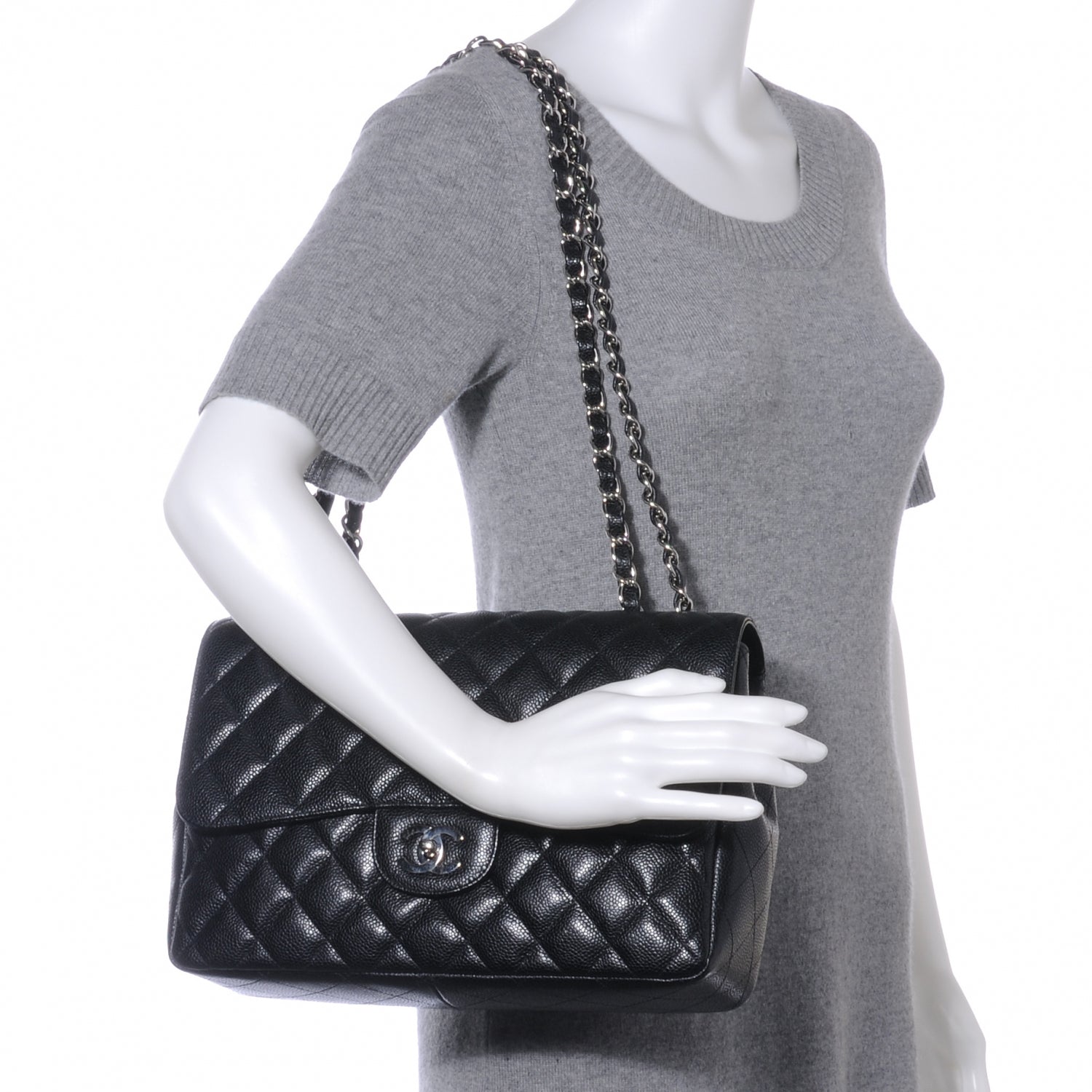 Chanel Caviar Jumbo Single Flap Black 2 of 9