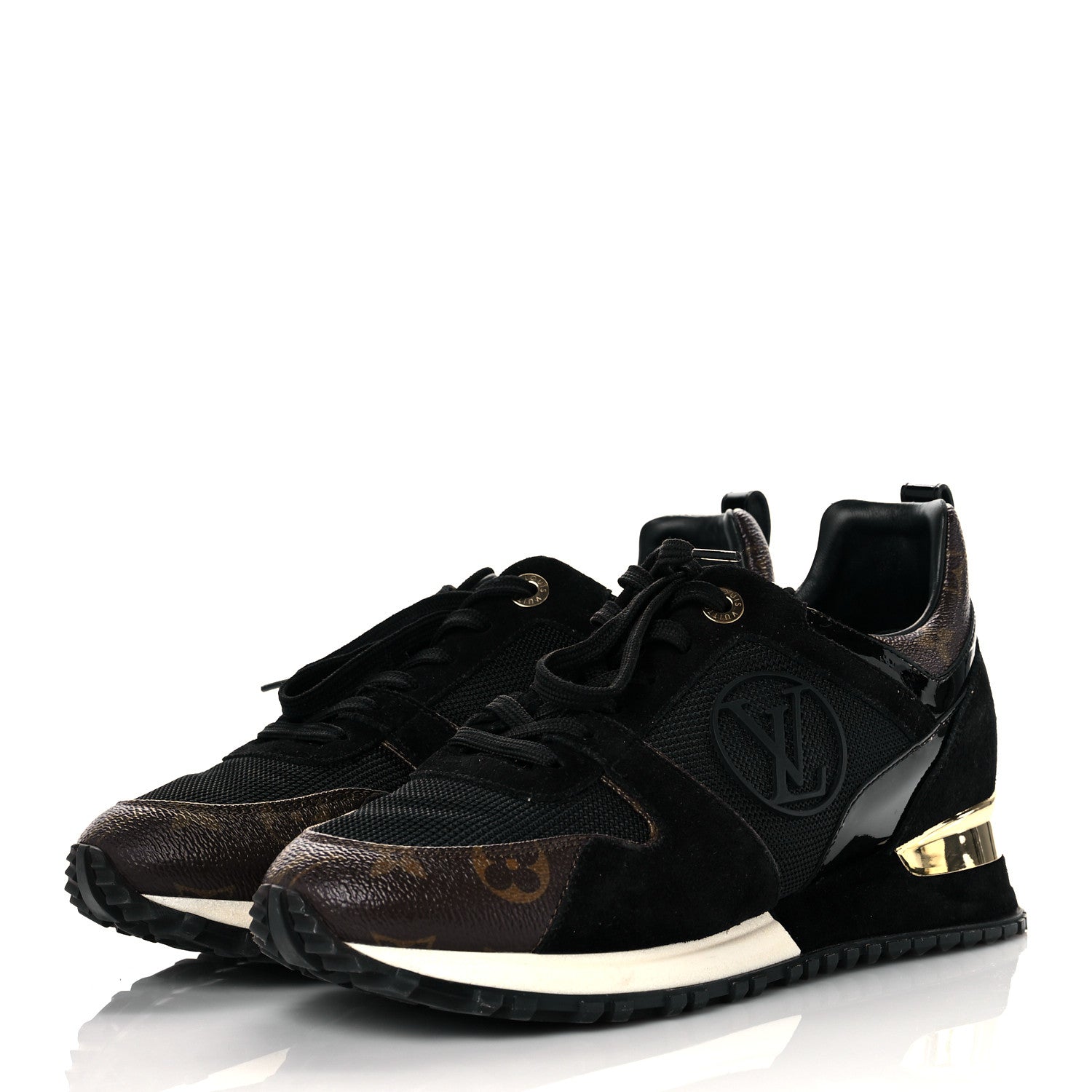Louis Vuitton Suede Monogram Run Away Sneakers 37.5 Black 3 of 7