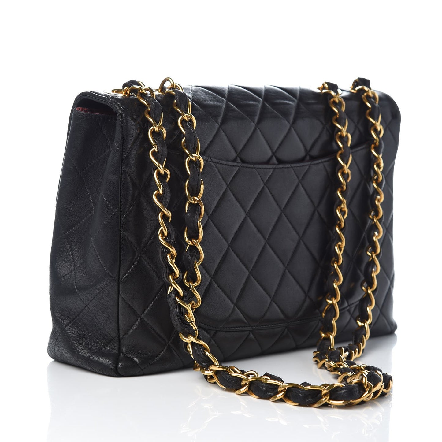 Lambskin Quilted Jumbo Single Flap Black