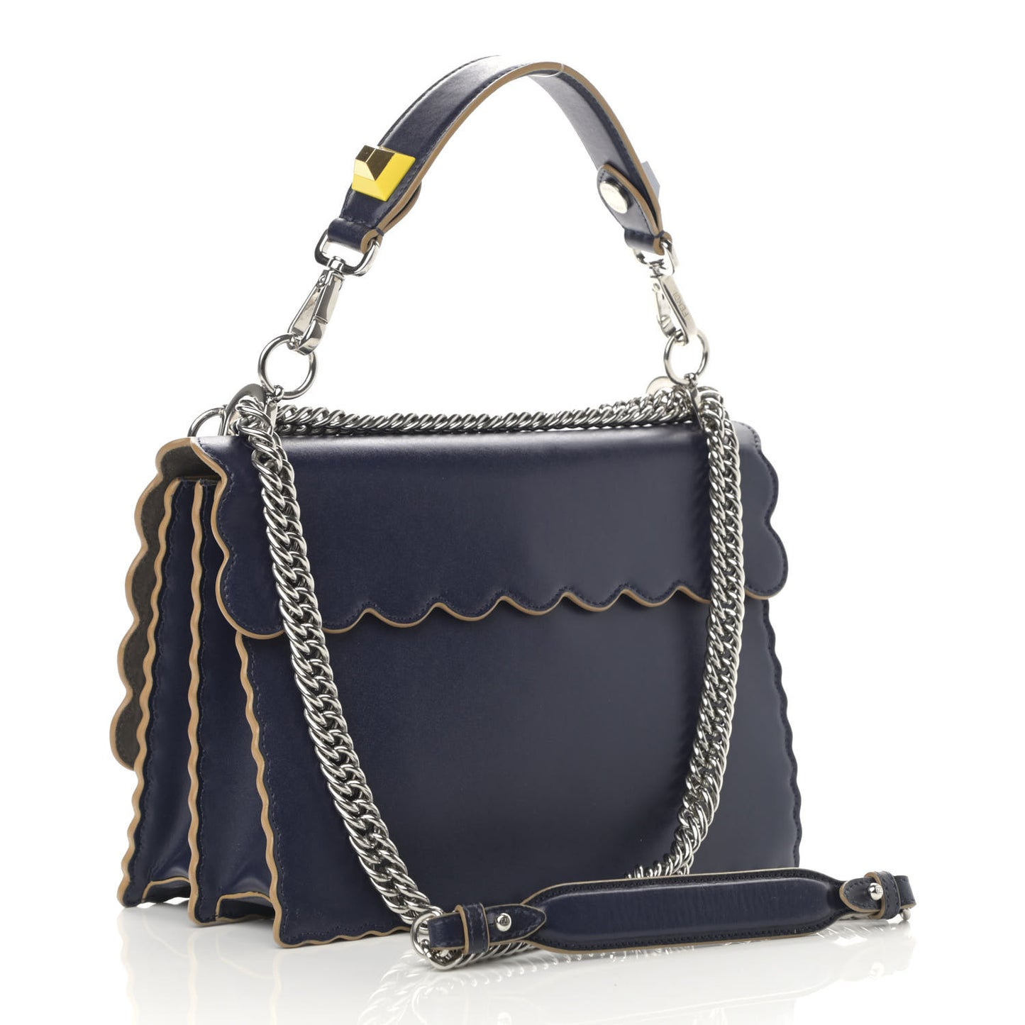 Vitello Liberty Scalloped Studded Kan I Shoulder Bag Blueberry