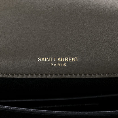 Saint Laurent Suede Smooth Calfskin Monogram Medium Solferino Soft Satchel Sesame Seaweed 6 of 10