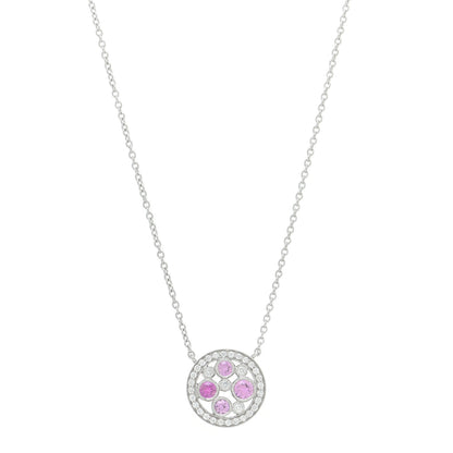 Tiffany Platinum Diamond Pink Sapphire Cobblestone Pendant Necklace 1 of 7