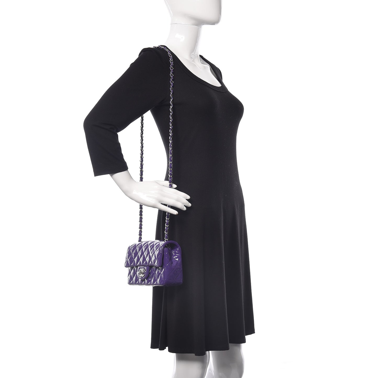 Patent Quilted Mini Rectangular Flap Purple