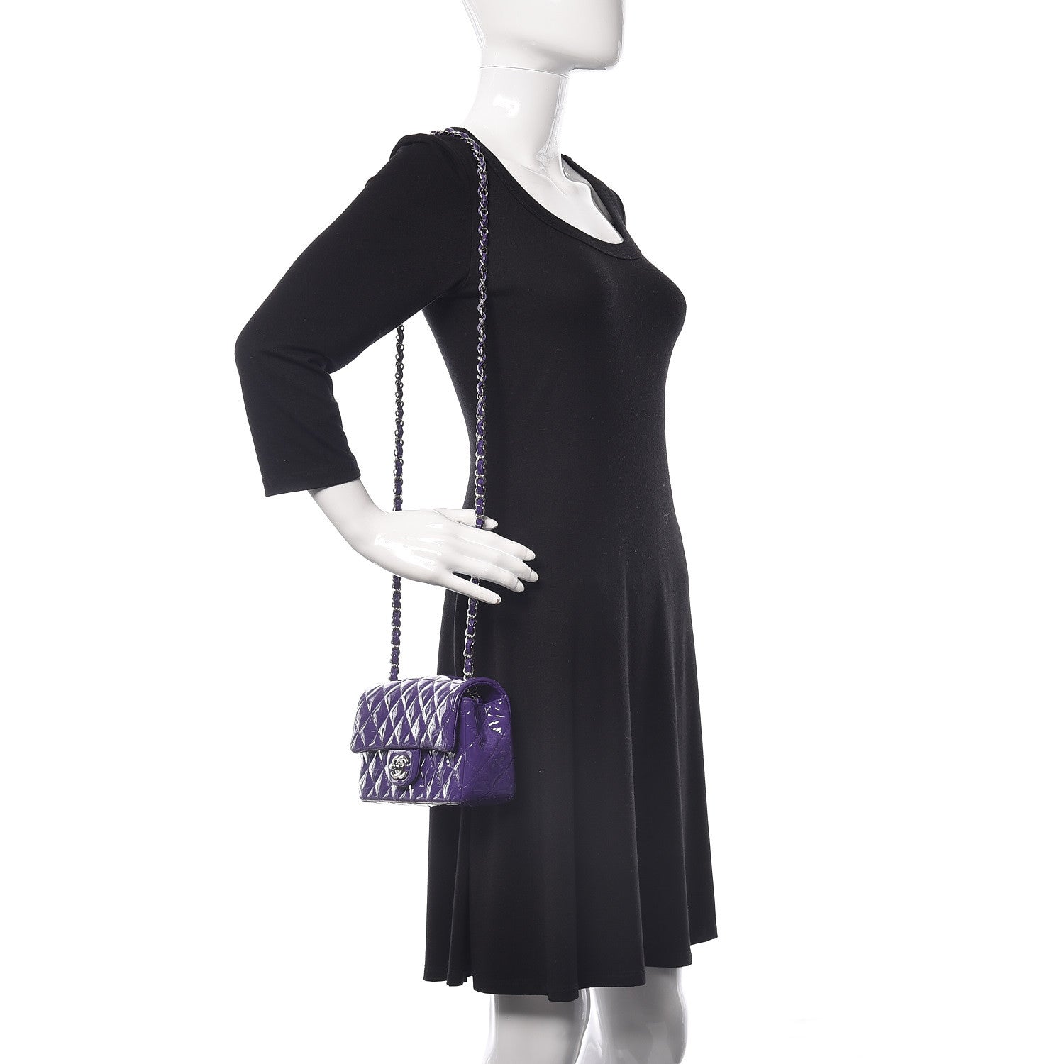 Chanel Patent Quilted Mini Rectangular Flap Purple 2 of 9