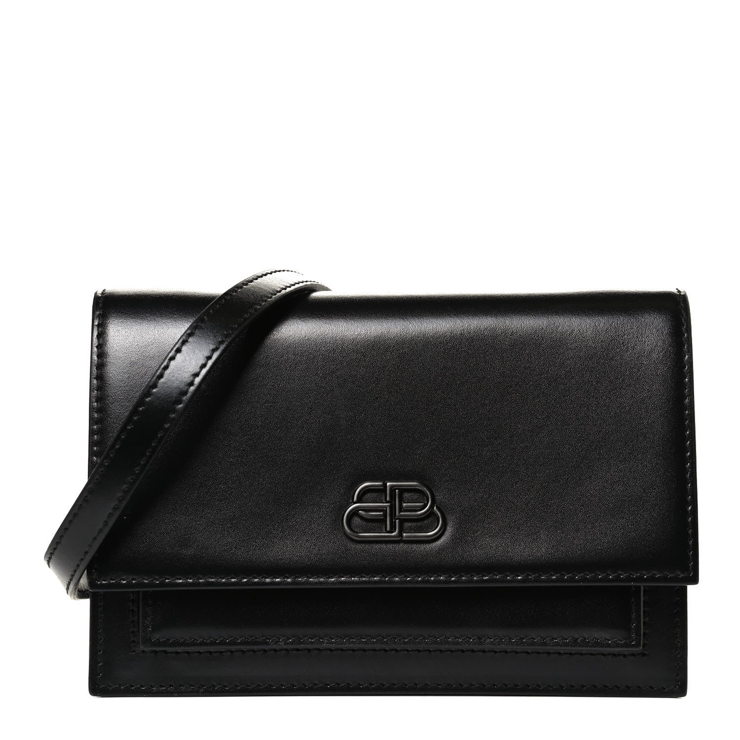 Balenciaga Shiny Box Calfskin Monochrome XS Sharp Belt Bag Black 1 of 12