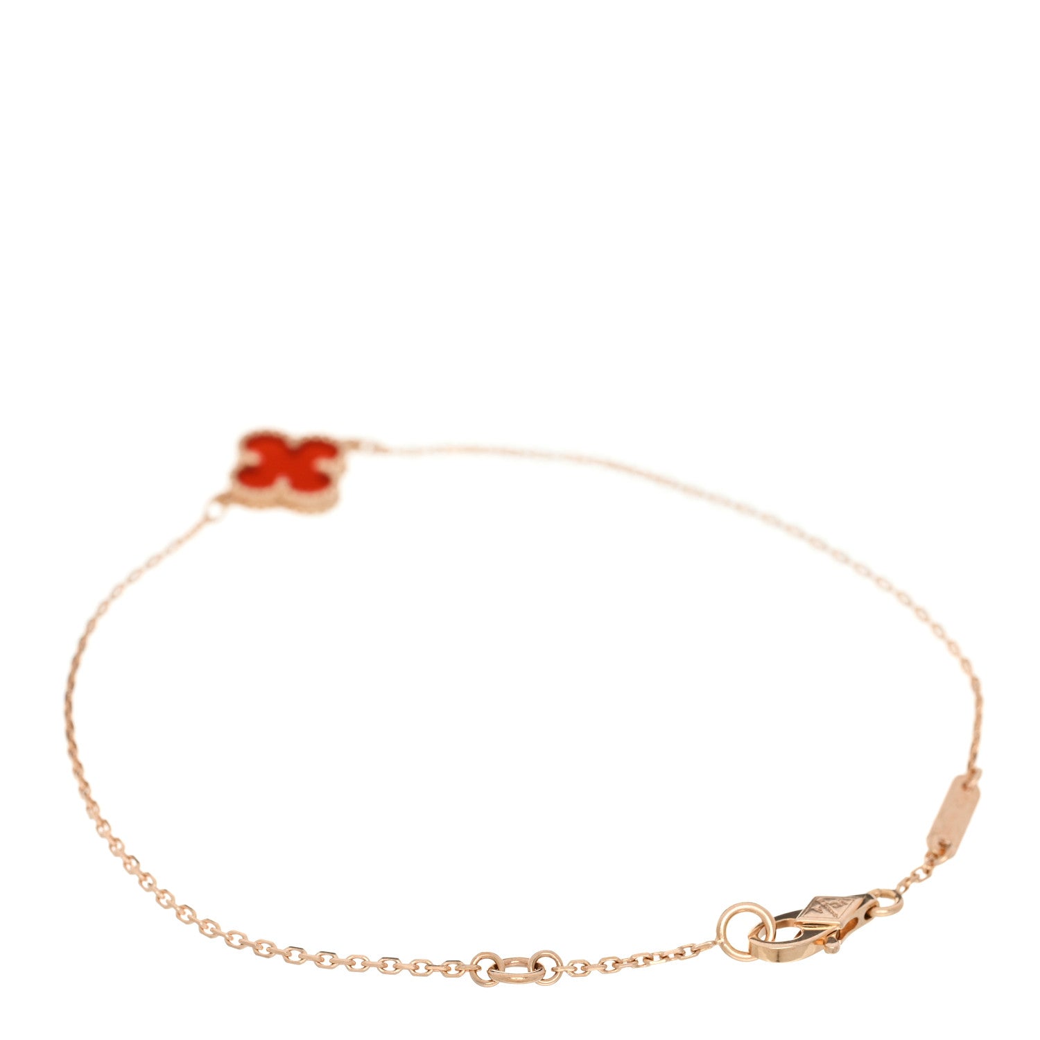 Van Cleef & Arpels 18K Rose Gold Carnelian Sweet Alhambra Bracelet 2 of 4