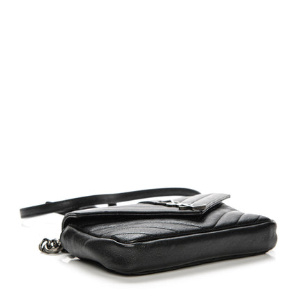 Saint Laurent Sheepskin Matelasse Chevron Monogram College Chain Wallet Black 4 of 6