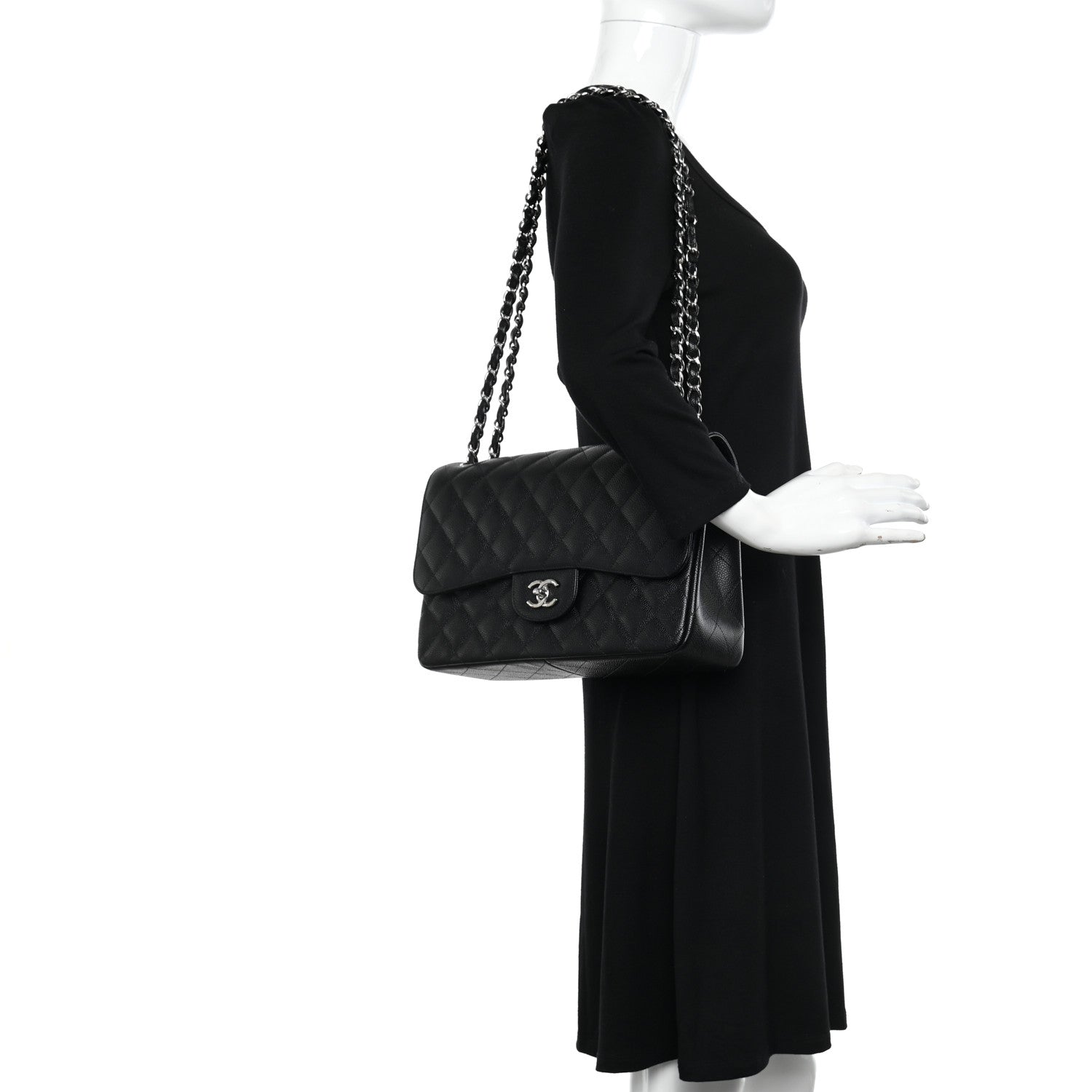 Chanel Caviar Quilted Jumbo Double Flap Black 2 of 11