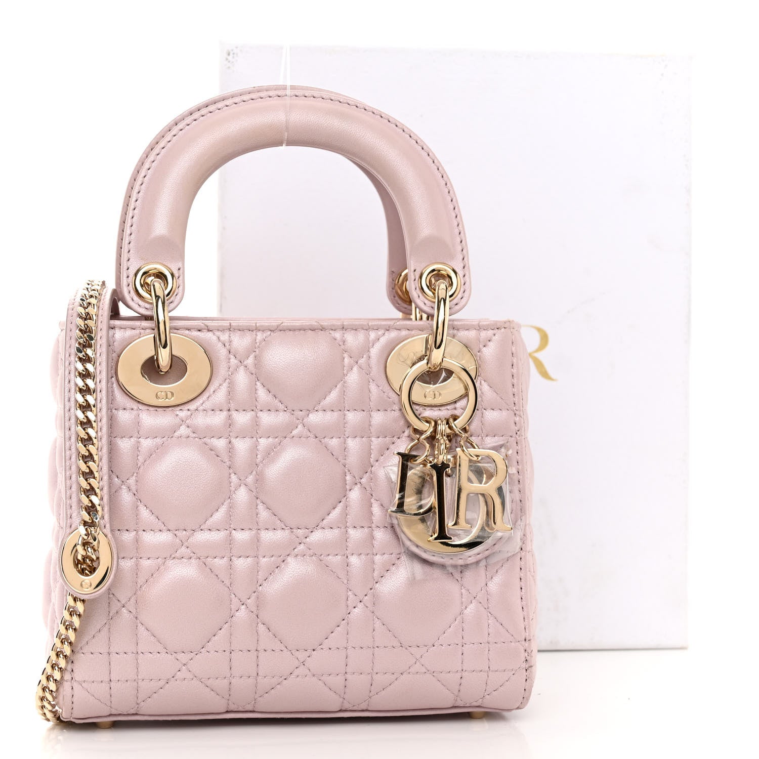 Christian Dior Metallic Lambskin Cannage Mini Lady Dior Lotus 10 of 10