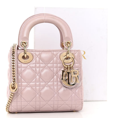Christian Dior Metallic Lambskin Cannage Mini Lady Dior Lotus 10 of 10