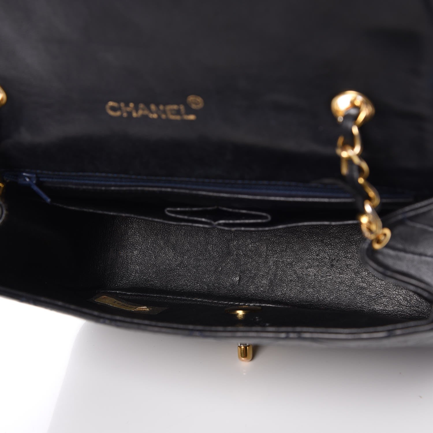 Chanel Lambskin Quilted Small Single Flap Navy Blue 5 of 14