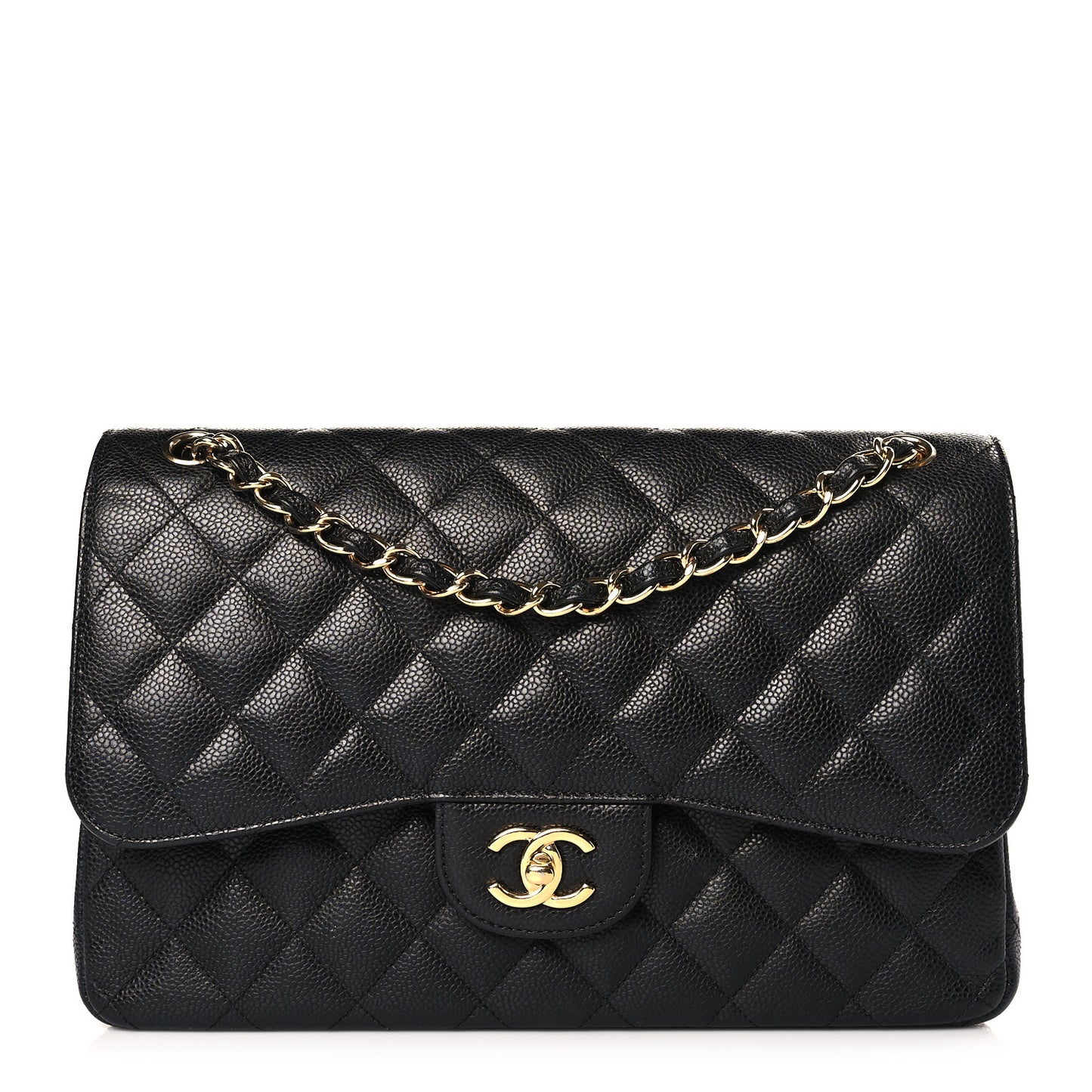 Caviar Quilted Jumbo Double Flap Black