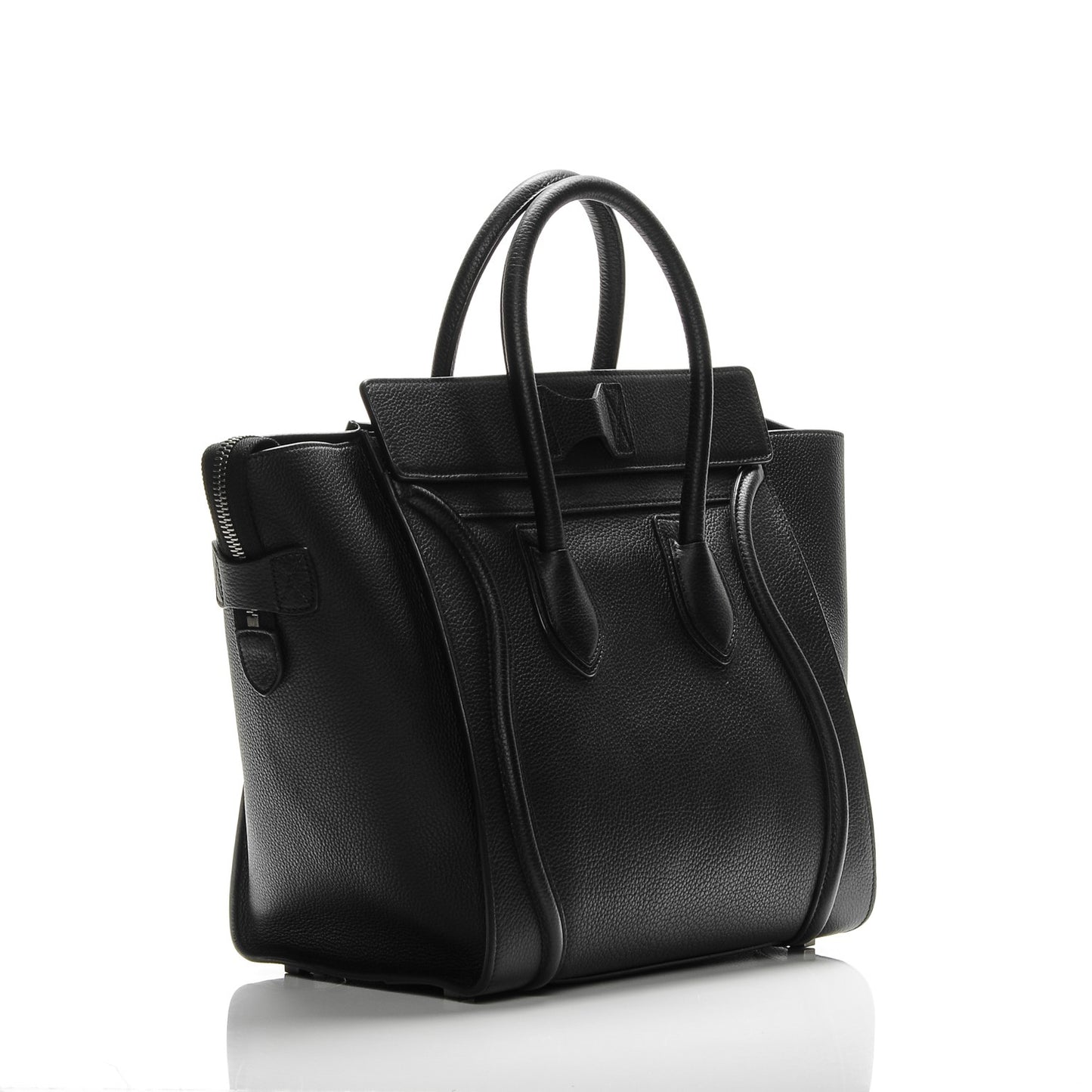 Drummed Calfskin Mini Luggage Black