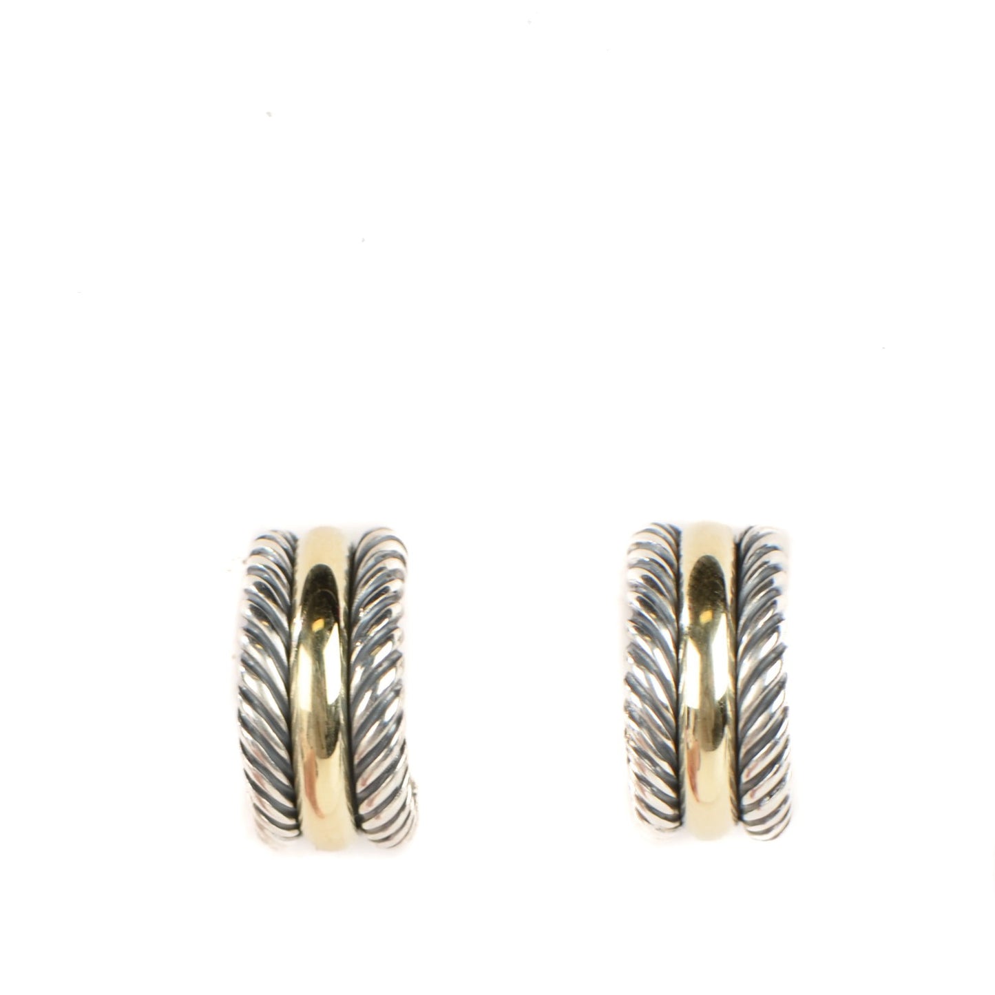 Sterling Silver 14K Yellow Gold 16mm Cable Classics Hoop Earrings