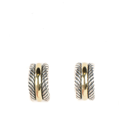 David Yurman Sterling Silver 14K Yellow Gold 16mm Cable Classics Hoop Earrings 1 of 5