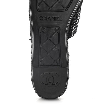 Chanel Tweed CC Slip On Espadrilles 37 Black Silver 8 of 15