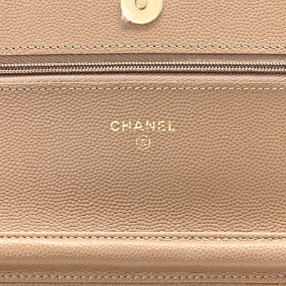 Chanel Caviar Quilted Wallet On Chain WOC Dark Beige 6 of 12