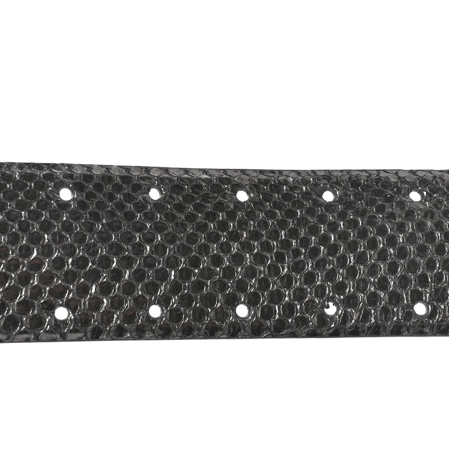 Metallic Snakeskin CC Logo Belt 80 32 Dark Silver