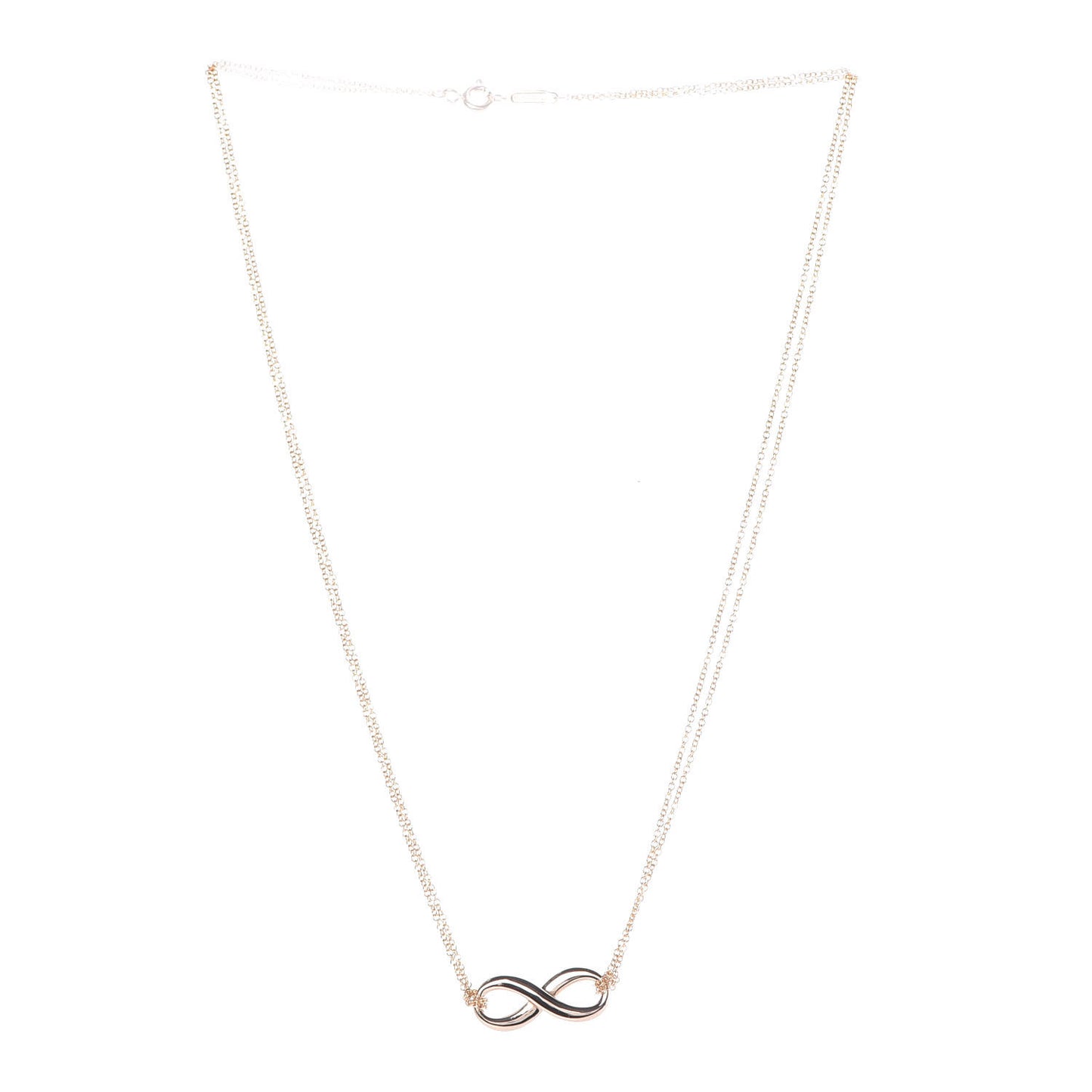 18K Rose Gold Infinity Double Chain Pendant Necklace