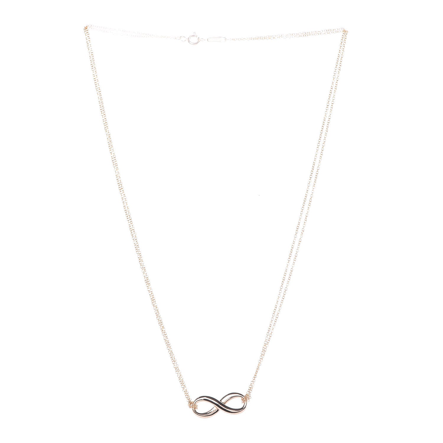 Tiffany 18K Rose Gold Infinity Double Chain Pendant Necklace 3 of 6