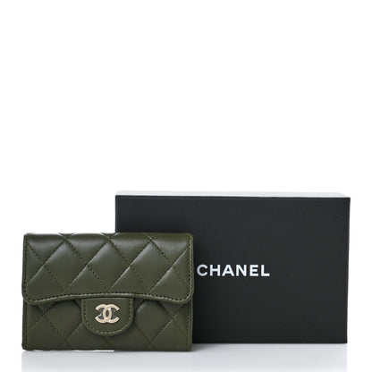Chanel Lambskin Quilted Flap Card Holder Wallet Khaki 8 of 8