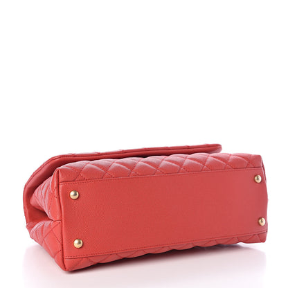 Chanel Caviar Quilted Small Coco Handle Flap Red 4 of 10