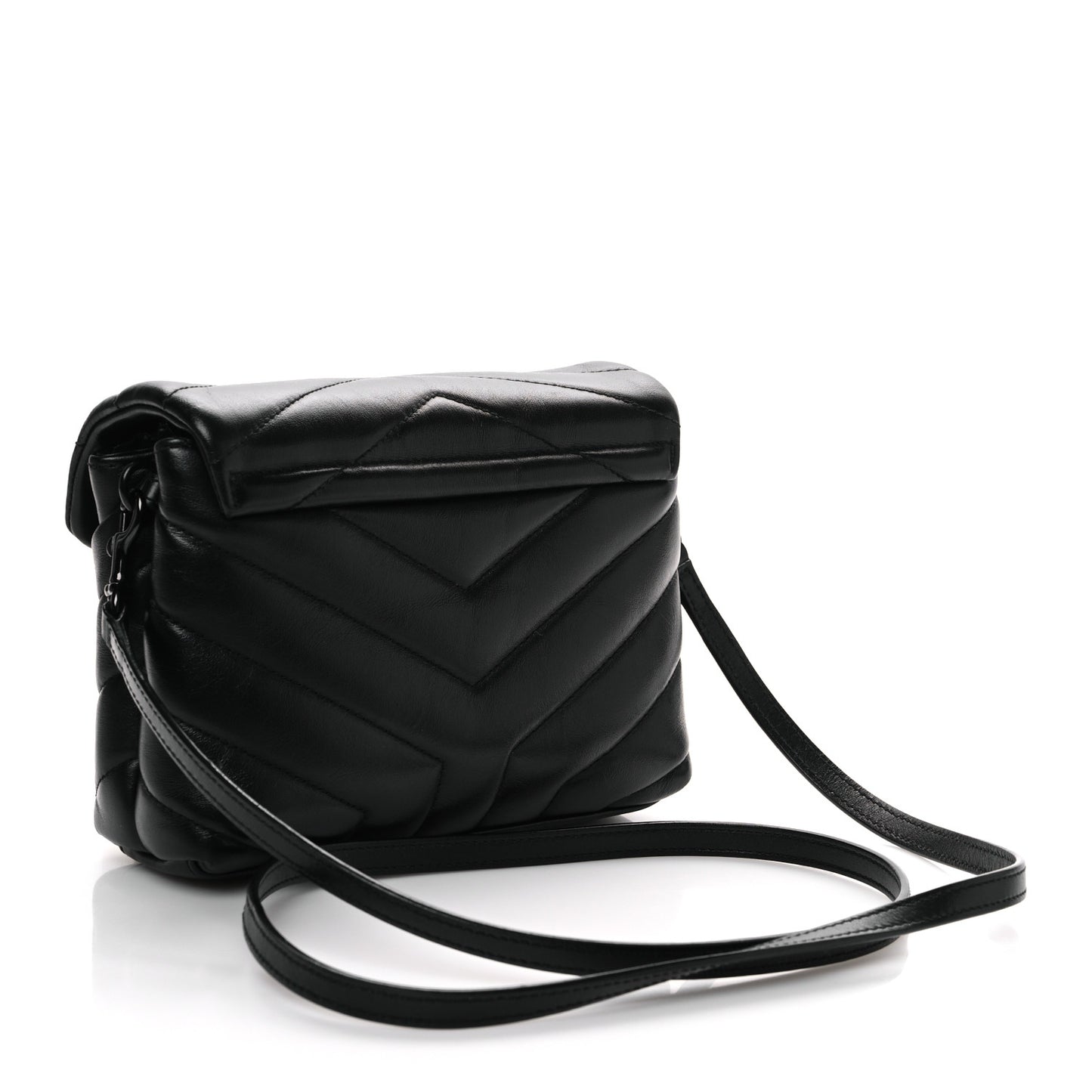 Calfskin Y Quilted Monogram Monochrome Toy Loulou Crossbody Bag Black