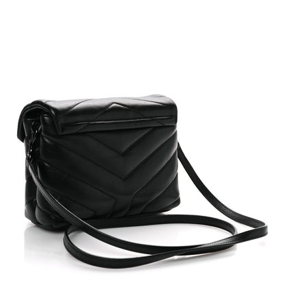 Saint Laurent Calfskin Y Quilted Monogram Monochrome Toy Loulou Crossbody Bag Black 3 of 11