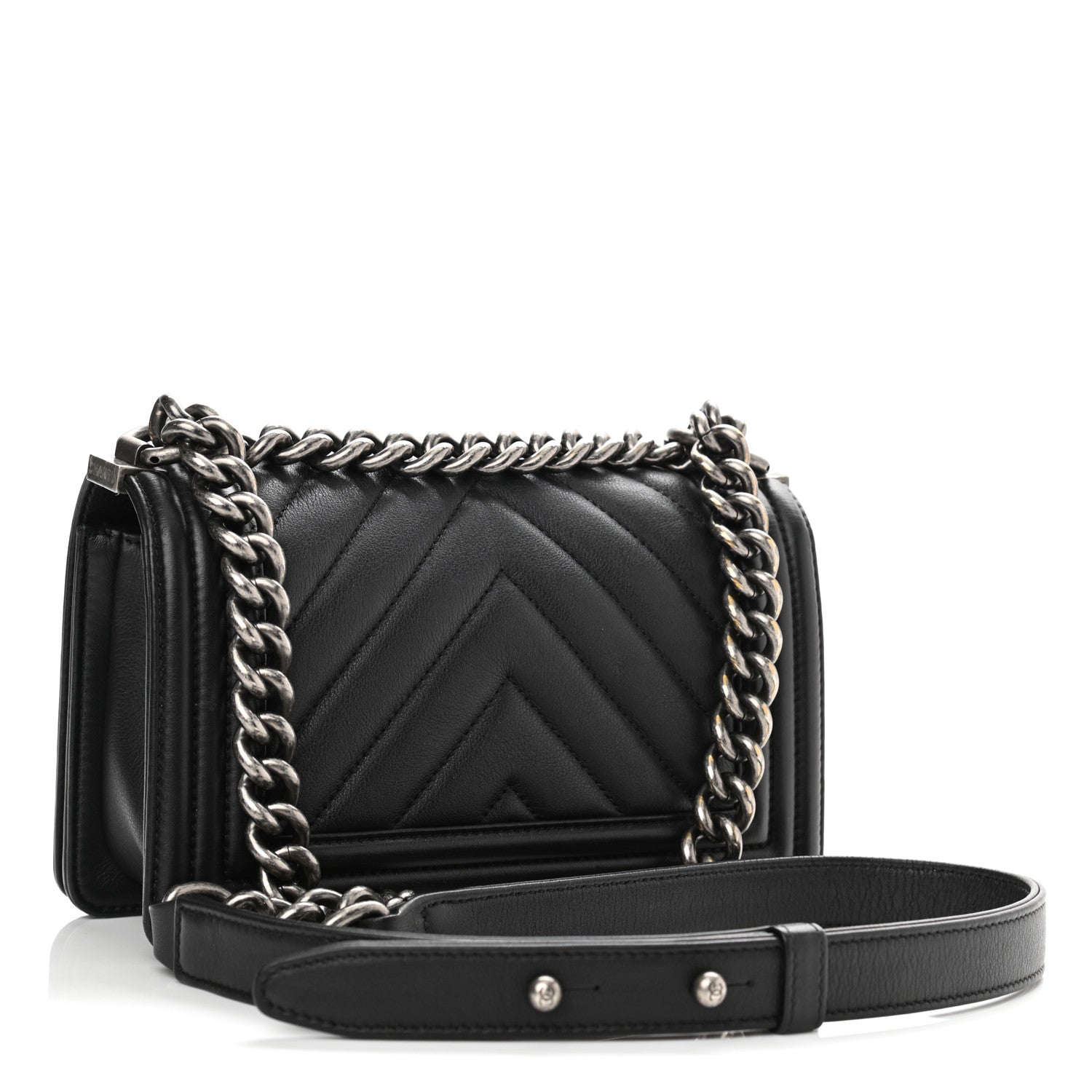 Chanel Calfskin Chevron Quilted Small Boy Flap Black 3 of 12