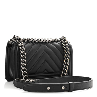 Chanel Calfskin Chevron Quilted Small Boy Flap Black 3 of 12
