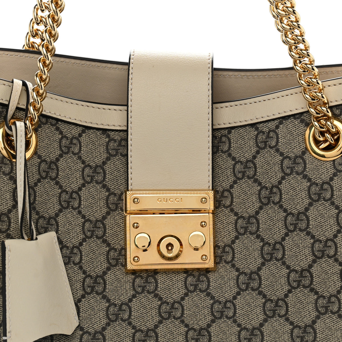 Gucci GG Supreme Monogram Medium Padlock Tote White 8 of 10