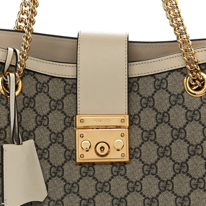 Gucci GG Supreme Monogram Medium Padlock Tote White 8 of 10