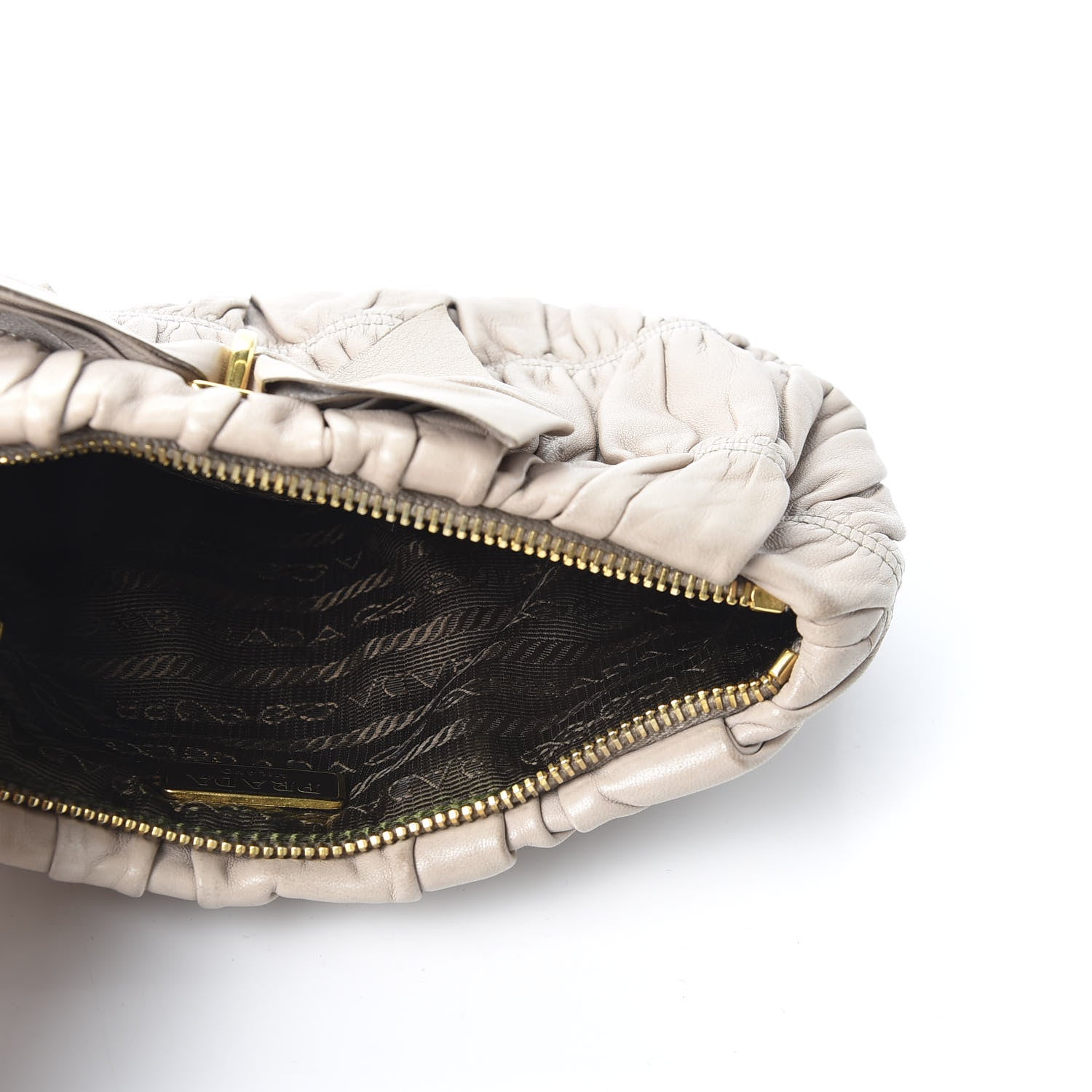 Prada Nappa Gaufre Bow Wristlet Clutch Pomice 5 of 8