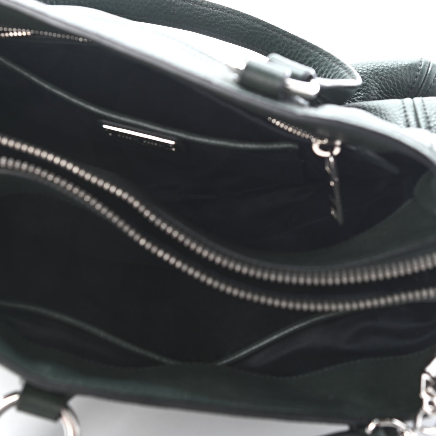 Miu Miu Goatskin Madras Zip Tote Green 5 of 9
