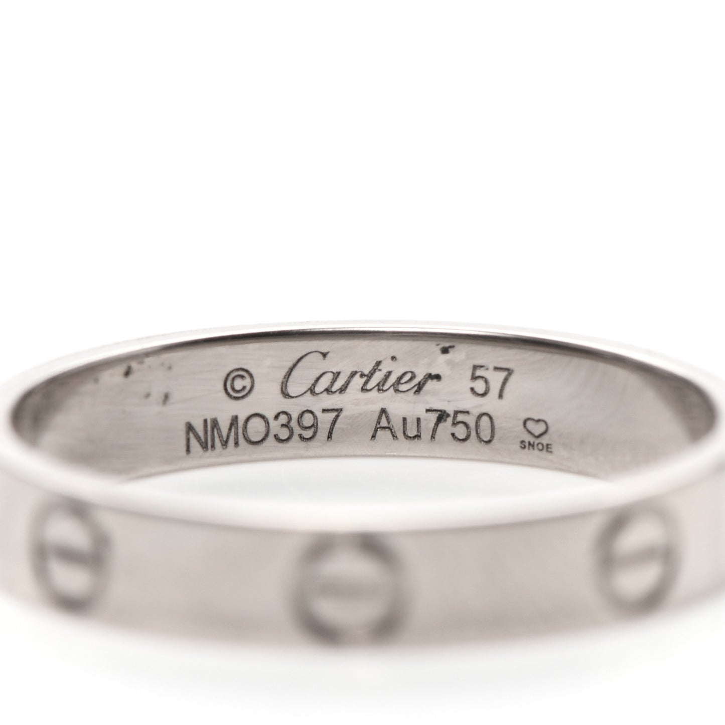 18K White Gold 3.5mm LOVE Wedding Band Ring 57 8