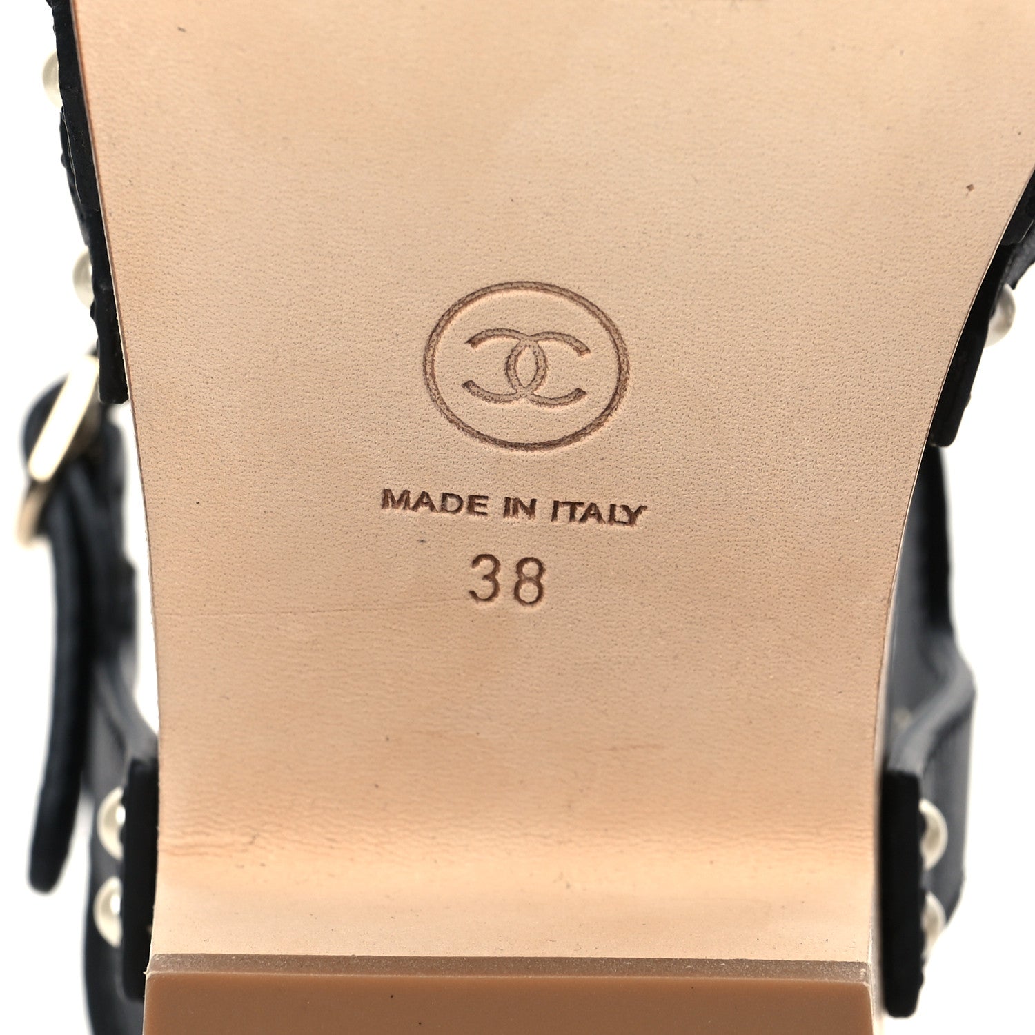 Chanel Cork Wood Mykonos Wedge 38 Black 6 of 9