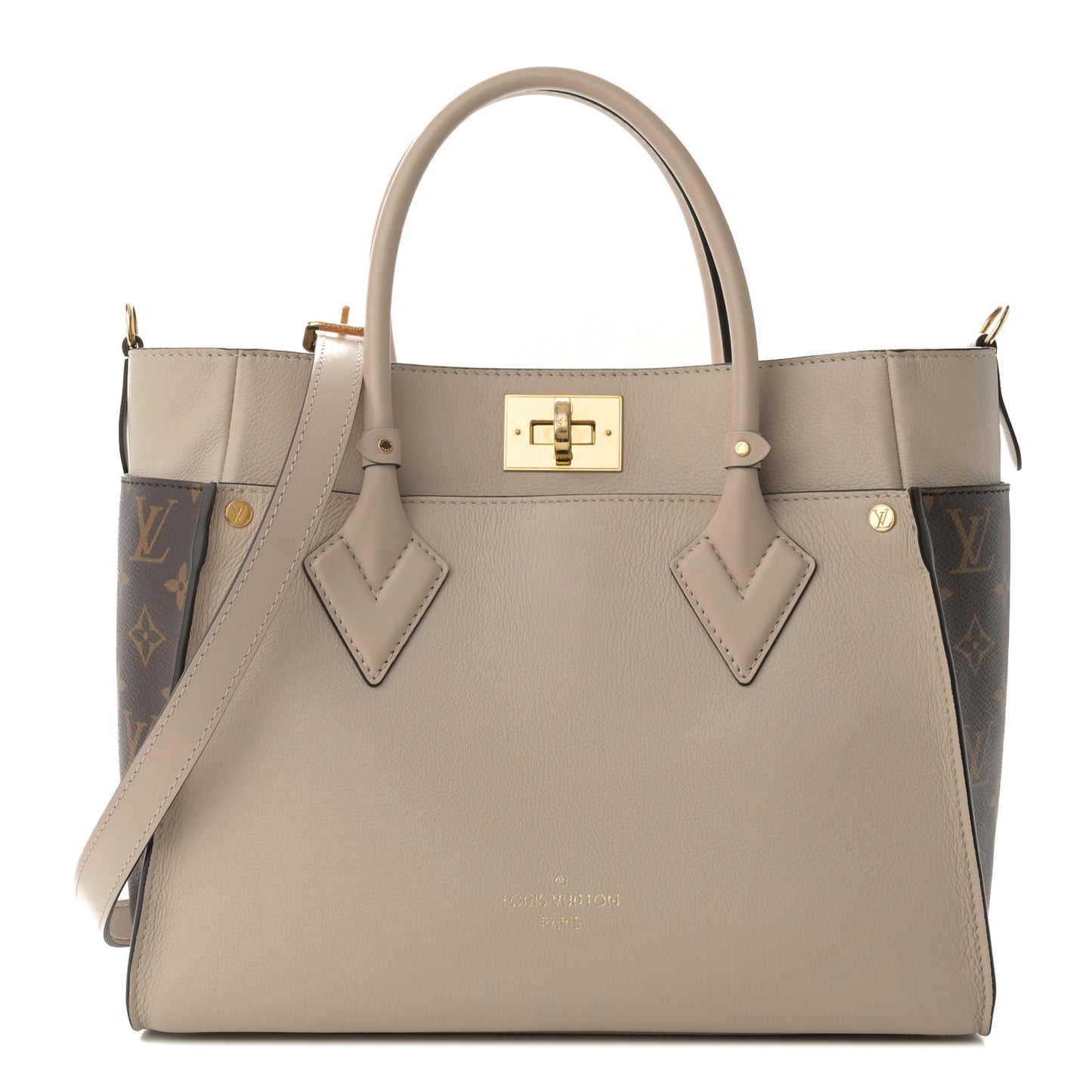 Calfskin Monogram On My Side MM Greige