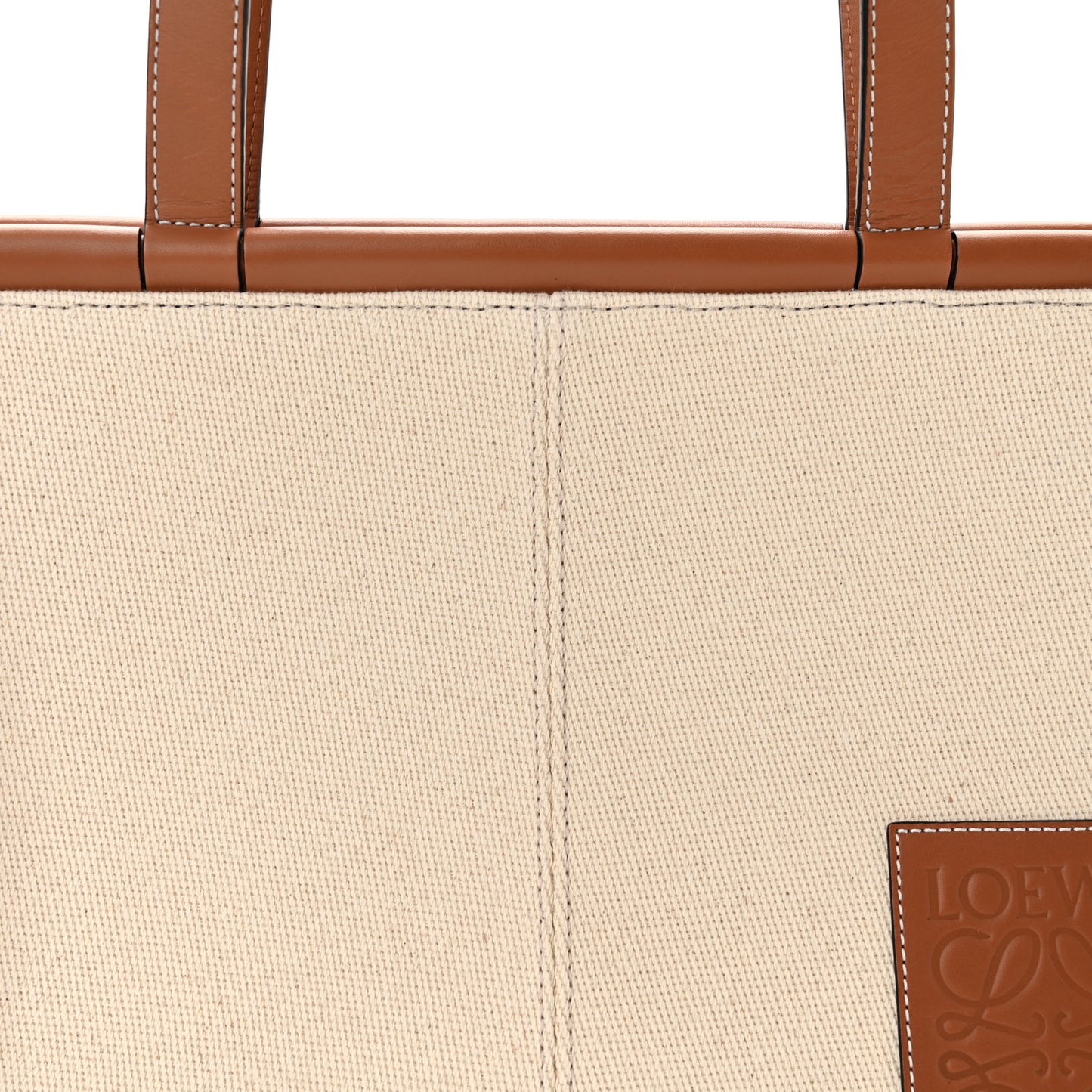 Canvas Calfskin Cushion Tote Beige
