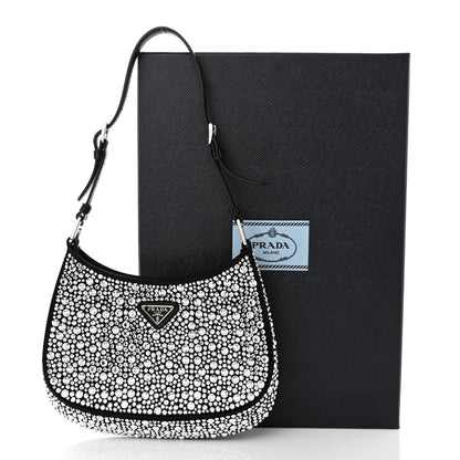 Prada Satin Crystal Cleo Adjustable Strap Shoulder Bag Metal 10 of 10