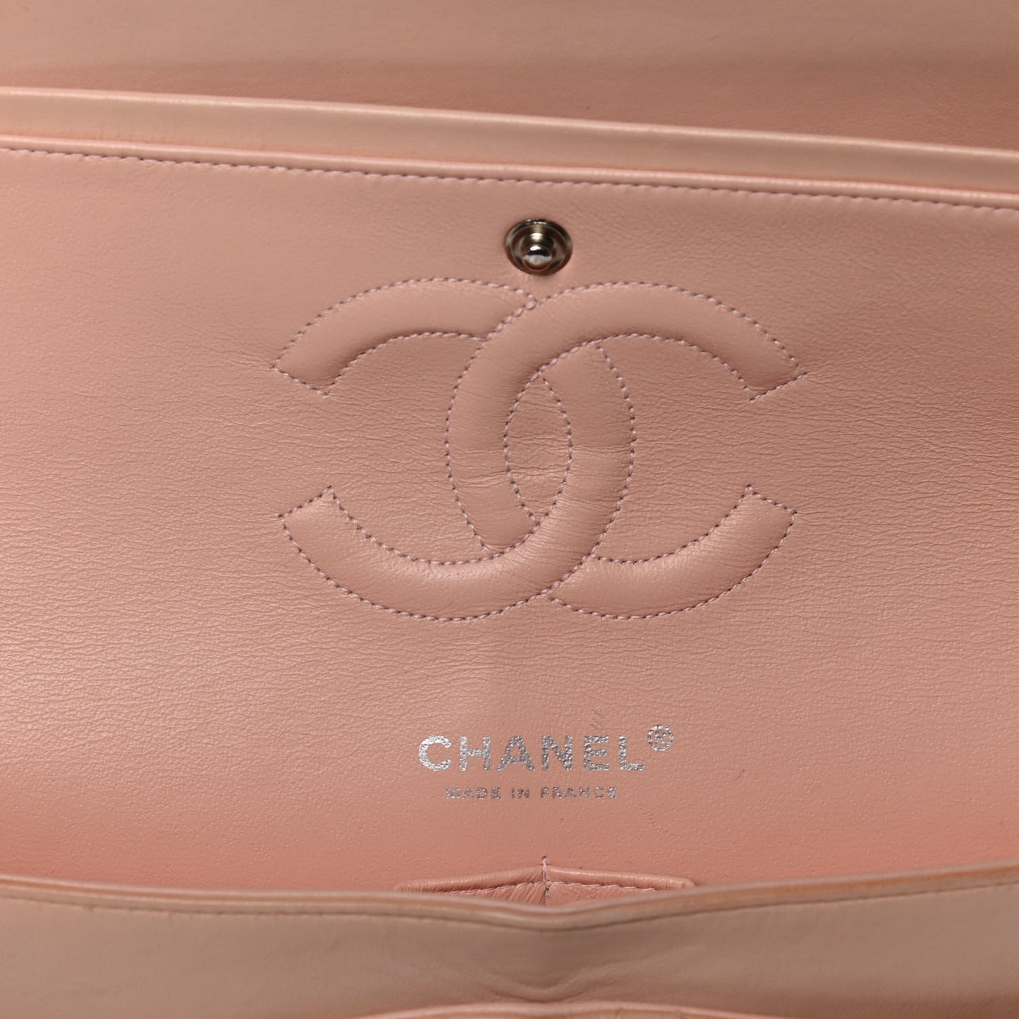 Lambskin Quilted Medium Double Flap Light Pink