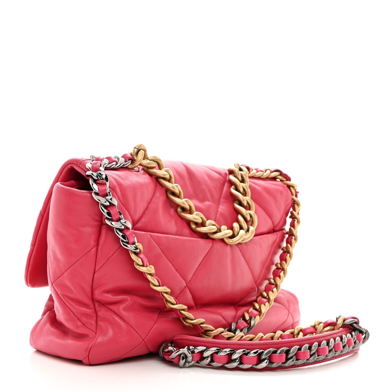Chanel Goatskin Quilted Large Chanel 19 Flap Dark Pink 3 of 10