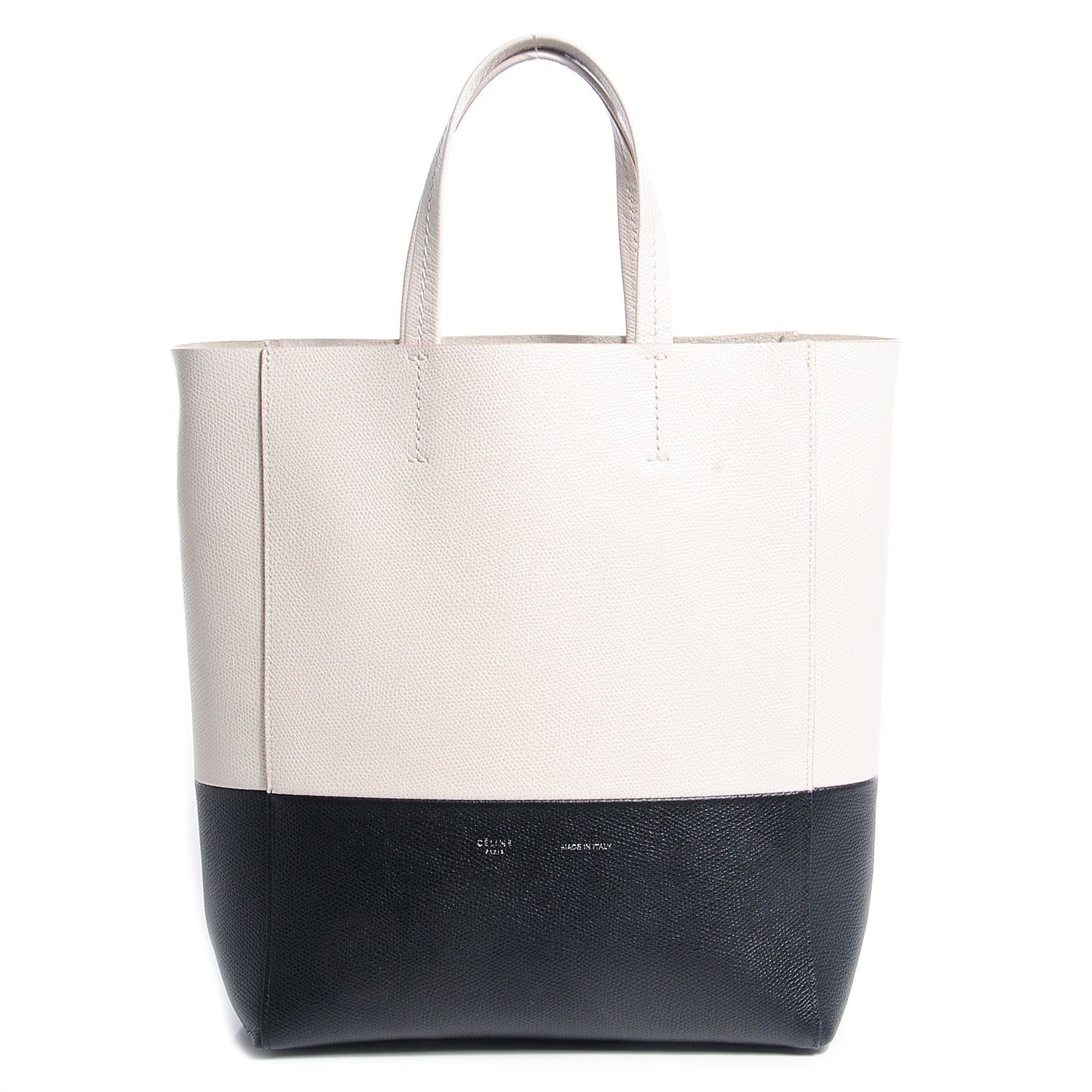 Celine Grained Calfskin Small Vertical Bi-Cabas Cream Black 1 of 8